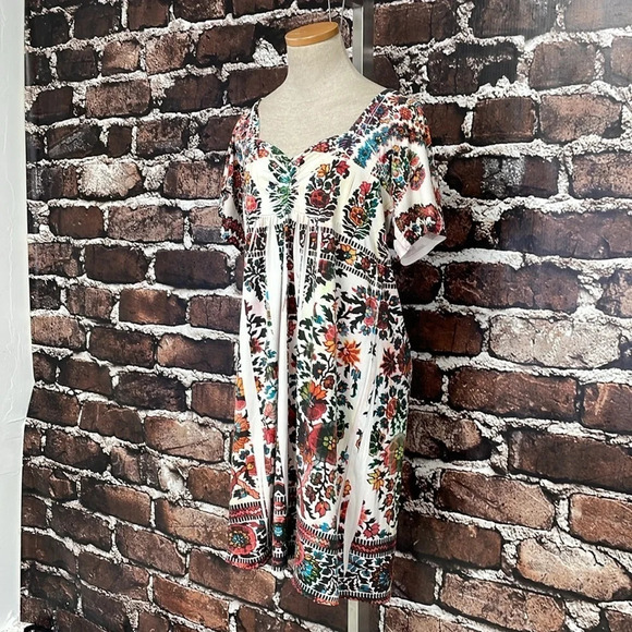 Unity World Wear Dress Womens X Large White Red Short Sleeve A-Line Open Back - Picture 6 of 16